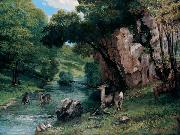 Gustave Courbet Roe Deer at a Stream oil painting on canvas